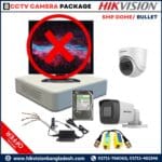 Hikvision 5MP, 8CH DVR Dome/Bullet Night Vision 20M IR Built in Audio (500GBHDD) 8 CCTV Camera Package