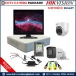 Hikvision 5MP, 8CH DVR Dome/Bullet Night Vision (20M IR+1TB HDD) 17" Monitor 8 CCTV Camera Package